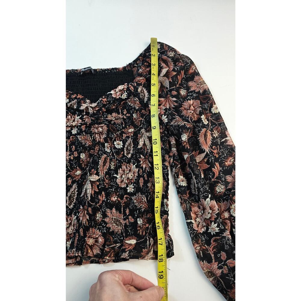 Madewell Sweetheart Lucie Top XS / S (?) Smocked sheer long sleeve arms EUC boho - Picture 7 of 7